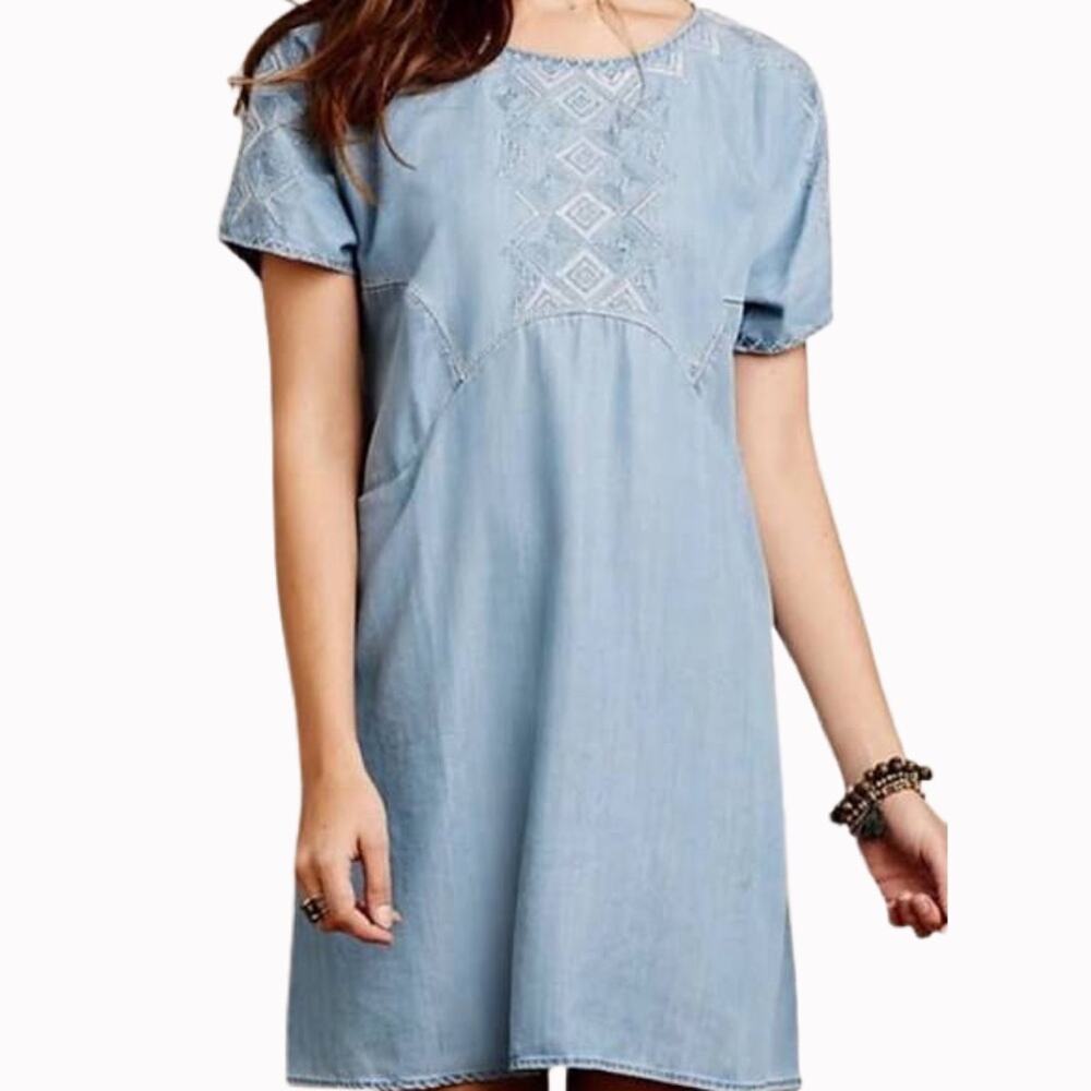 Anthropologie Holding Horses White Sands Chambray Dress Sz XS - Picture 6 of 6